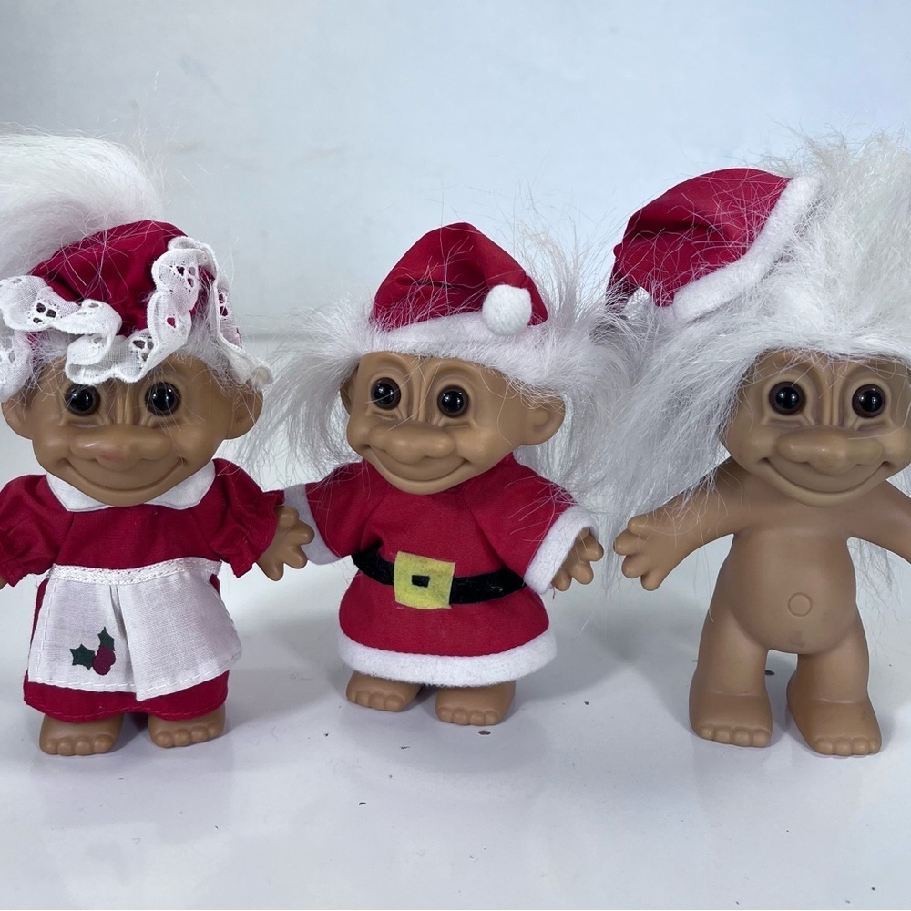 Russ 3 Mrs. Claus & Mr. Claus‎ Troll Figures VINTAGE Tags